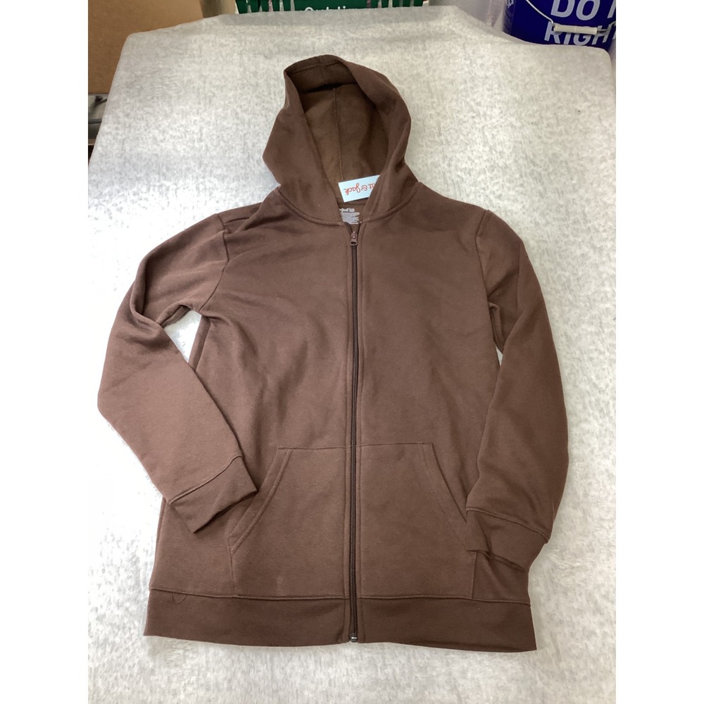 Cat & Jack Boys XL 14 Husky Brown Full Zip Hoodie Sweatshirt NWT